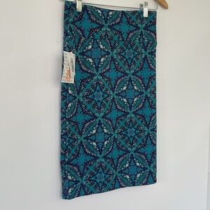 LuLaRoe Cassie Teal and Purple Pencil Skirt XS